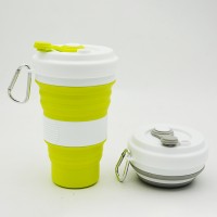 BPA Free Eco-Friendly Portable Travel Reusable Foldable Silicone Coffee Collapsible Cup with Lid