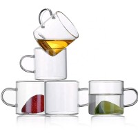 Wholesale glass tea cups  drinking cup set of 4  thermal insulated cups with handle 5oz