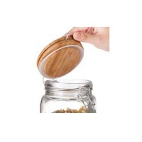 Large capacity classic glass storage jar with bamboo lid